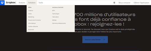 Exemple de la solution basée sur les personas (Dropbox)